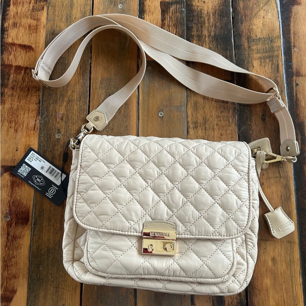 MZ Wallace Quilted Cream Crossbody Shoulder Bag. NWT.